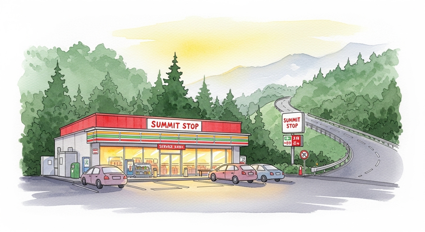 ファミマのコンビニのある上りサービスエリアでリフレッシュ