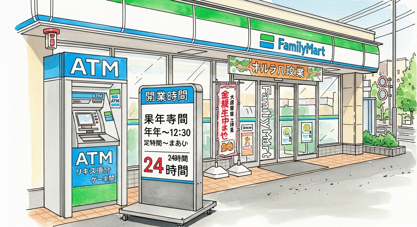 JAのATMをファミマのコンビニで利用する時間の全体像を全国で把握しよう