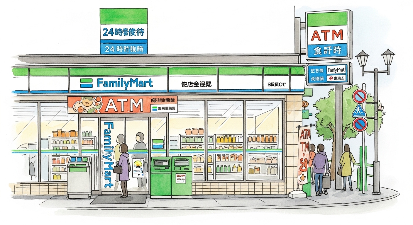 JAのATMをファミマのコンビニでの利用時間についてまとめます